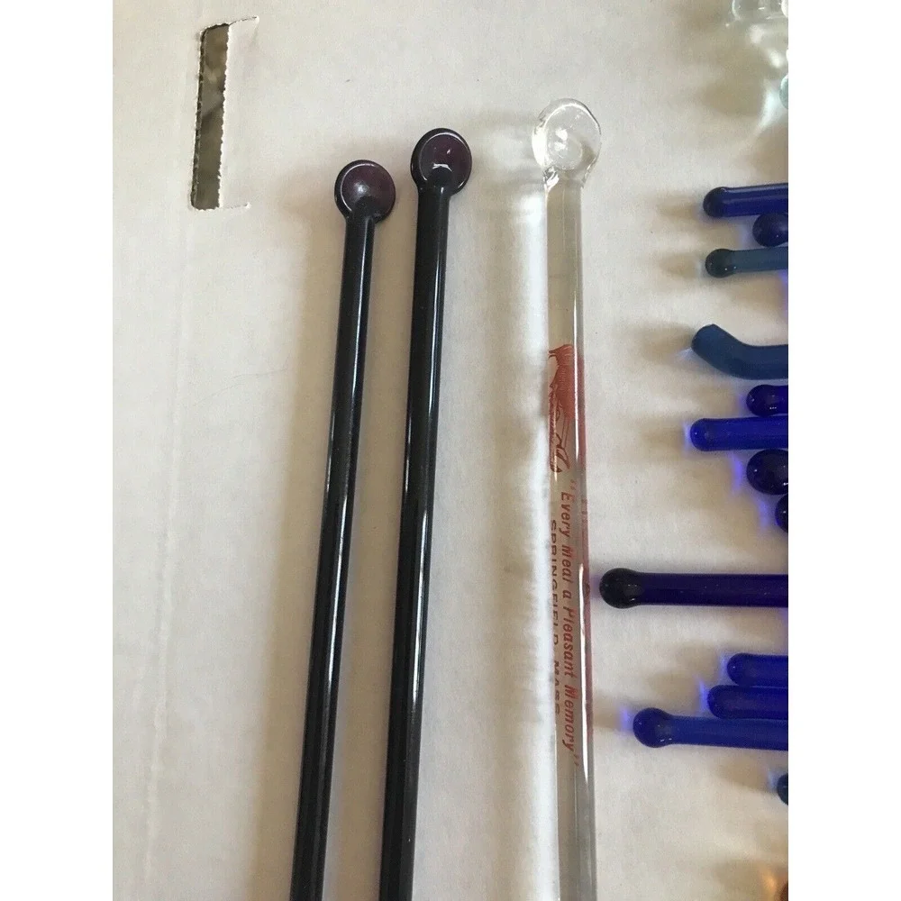 Glass Swizzle Sticks Vintage Smith Hotel, Feather‎ NYC Colbalt, set of 49